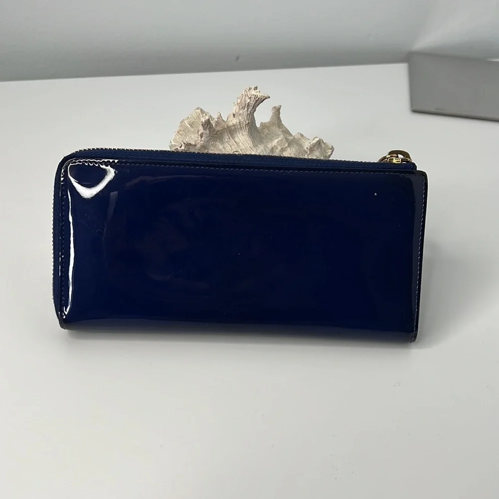 Saint Laurent Belle de Jour blue Patent leather YSL monogram continental wallet - Picture 2 of 8
